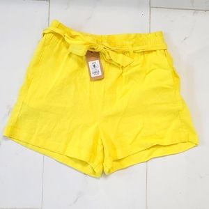 Yellow Linen Shorts